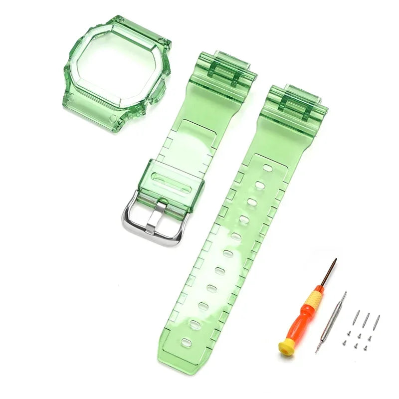 Transparent Rubber Strap Bezel for Casio G-SHOCK G-5600 DW5600 GW-M5610 TPU Sport Waterproof Replace Watch Band Protective Case