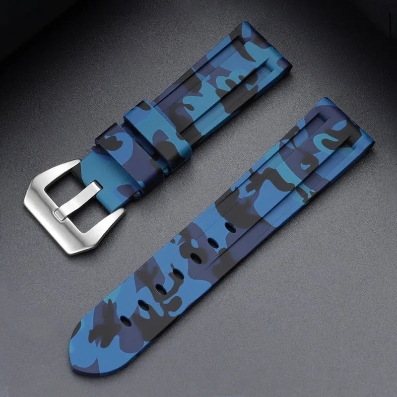 Camouflage Soft Silicone Strap 20/22mm 24mm 26mm Rubber Watch Band for Panerai for Casio for Omega Waterproof Men Sport Bracelet