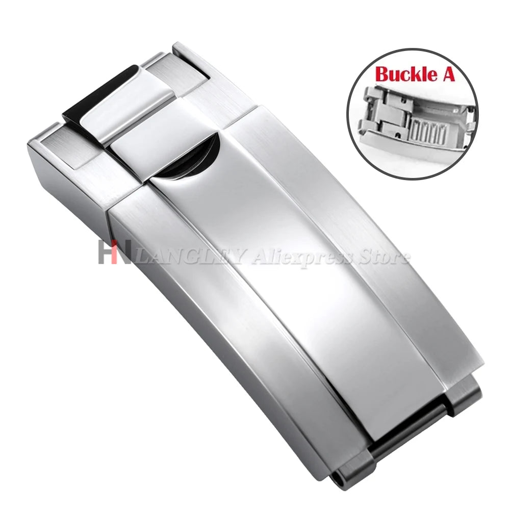 9mmx16mm Stainless Steel Double Safety Fold Watch Buckle for Rolex Submariner Oysterflex Daytona GMT Watch Band Clasps 9mmx9mm