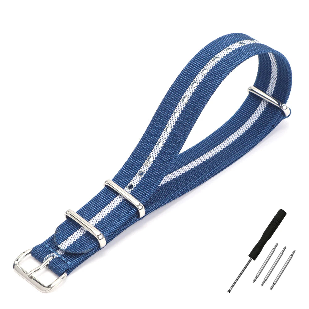 Nylon Watch Band Ribbed Strap 16mm 18mm 19mm 20mm 22mm 24mm Military Ballistic Fabric Replacement Premium Watchband Accessories