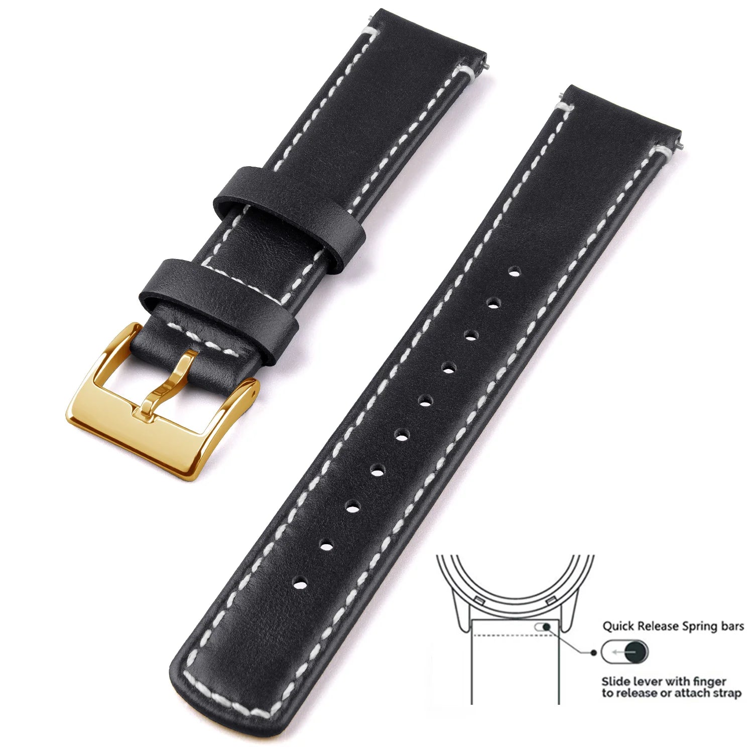 Top Grain Genuine Leather Watch Band, Quick Release 20mm/22mm Watch Strap,  Fits Samsung Galaxy Watch, Men and Women Watch band