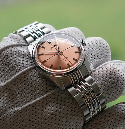 Merkur Watches Vintages CLASSIC CROSS LINE DIAL Original Design Handwind Mechanical Watch for Men Rose Gold Relogio Masculino