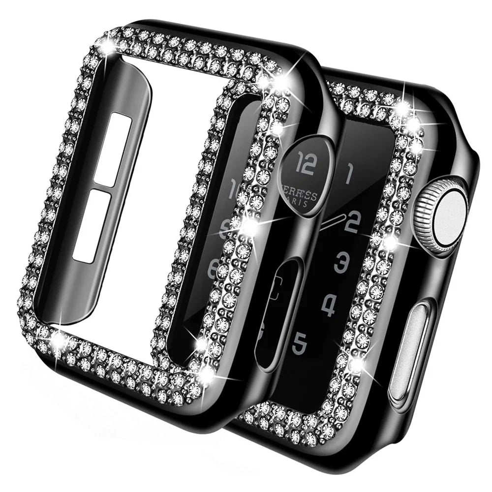 Diamond Case For Apple Watch Cover 9 8 7 41mm 45mm 42mm 44mm 40mm women Bling Bumper Protector Shell iWatch Series 8 3 4 5 6 SE