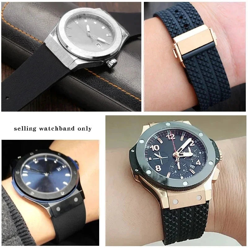 Watchband for HUBLOT BIG BANG Silicone 26*19mm Waterproof Men's Watch Strap Chain Watch Accessories Rubber Bracelet Wristband