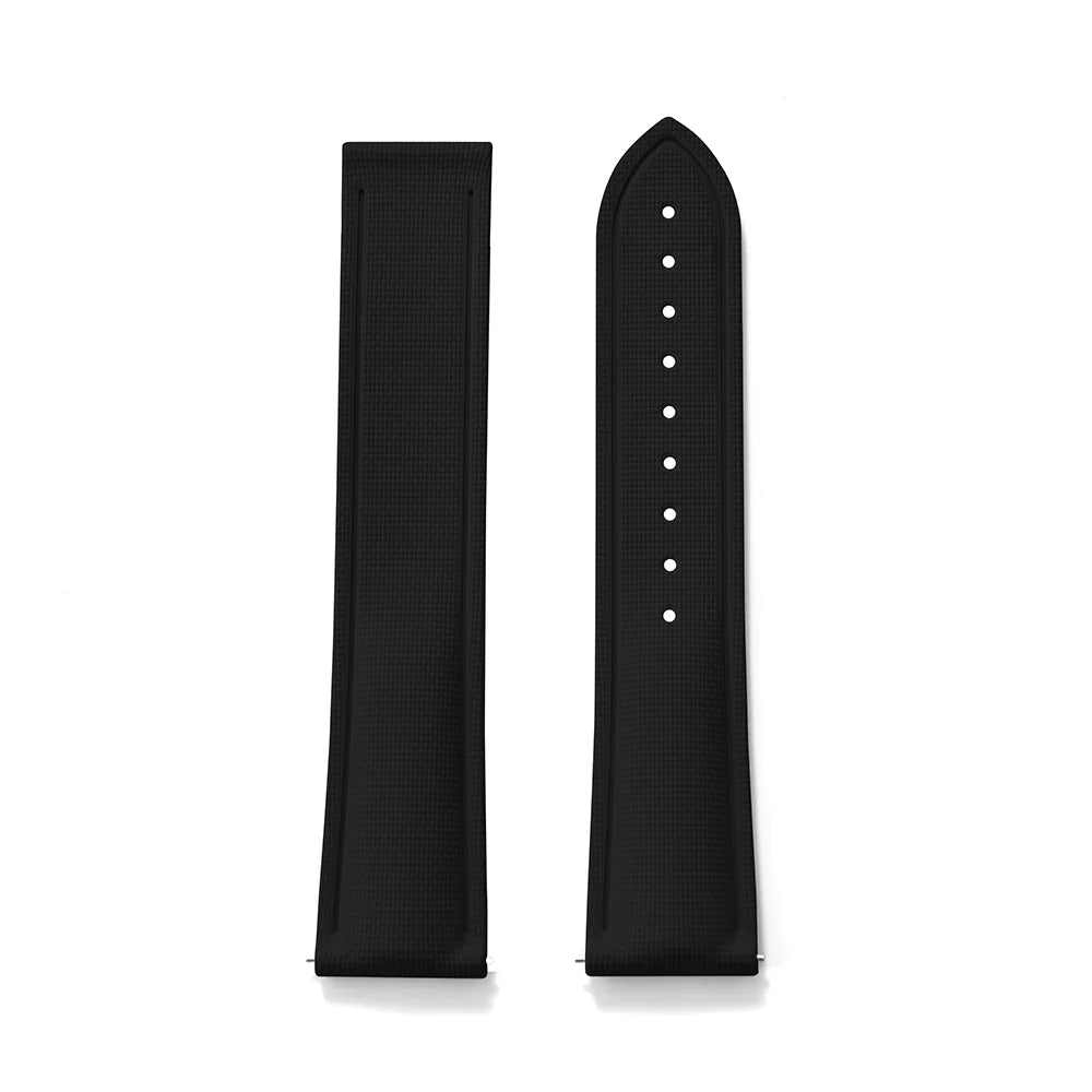 Premium Grade Soft FKM Rubber Watch Strap 20mm 21mm 22mm Perfect Fit Flat End Universal Quick Release Watch Strap
