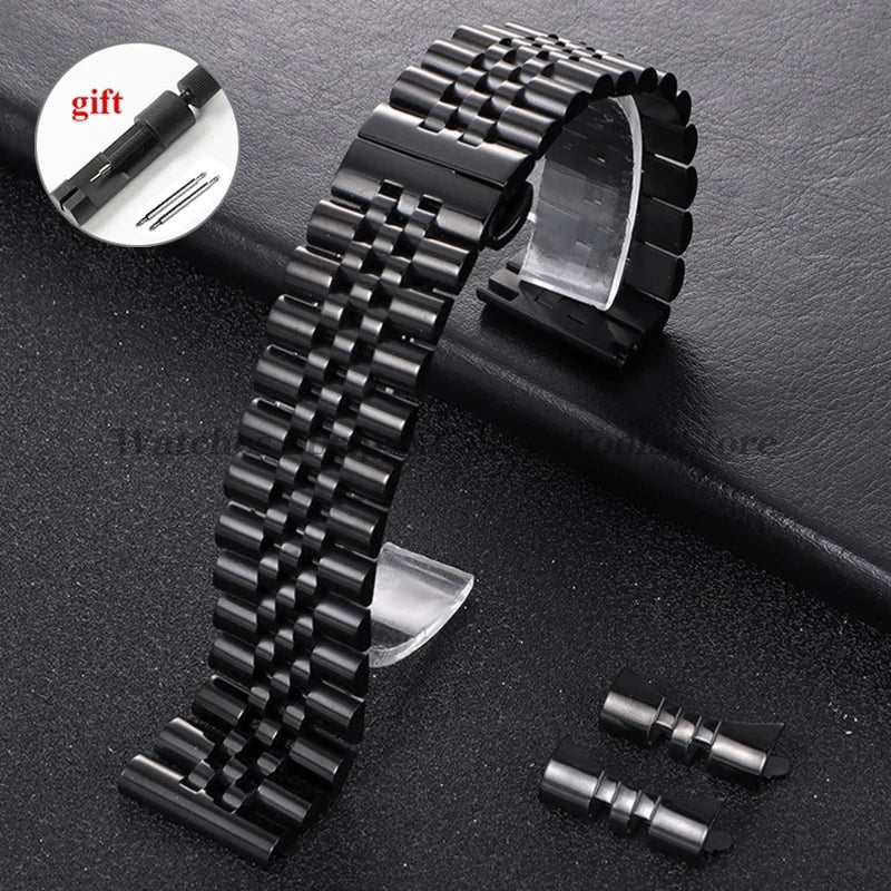 12/13/14/16/17/18/19/20/21/22mm Solid Stainless Steel Watch Band Strap for Rolex Flat Curved Ends Bracelet Men Women Replacement