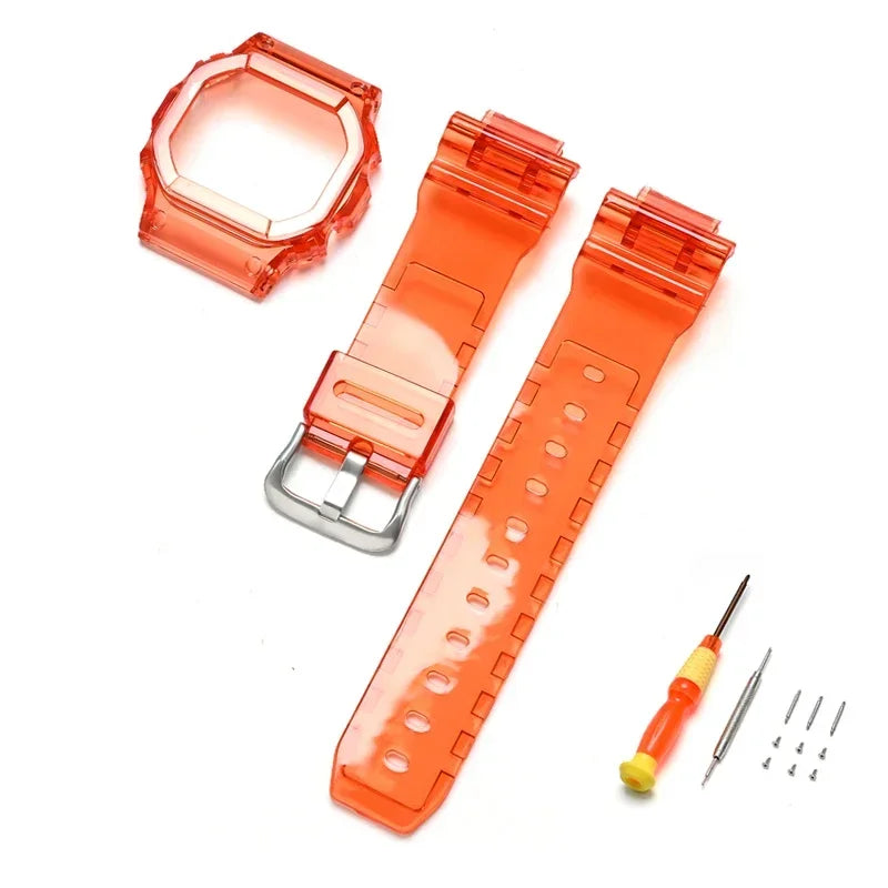 Transparent Rubber Strap Bezel for Casio G-SHOCK G-5600 DW5600 GW-M5610 TPU Sport Waterproof Replace Watch Band Protective Case