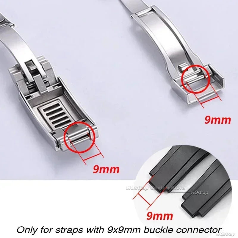 9mm Watch Band Glide Clasp for Rolex DAYTONA SUBMARINER GMT Yacht-Master Stainless Steel Fine-tuning Pull Button Watch Buckle