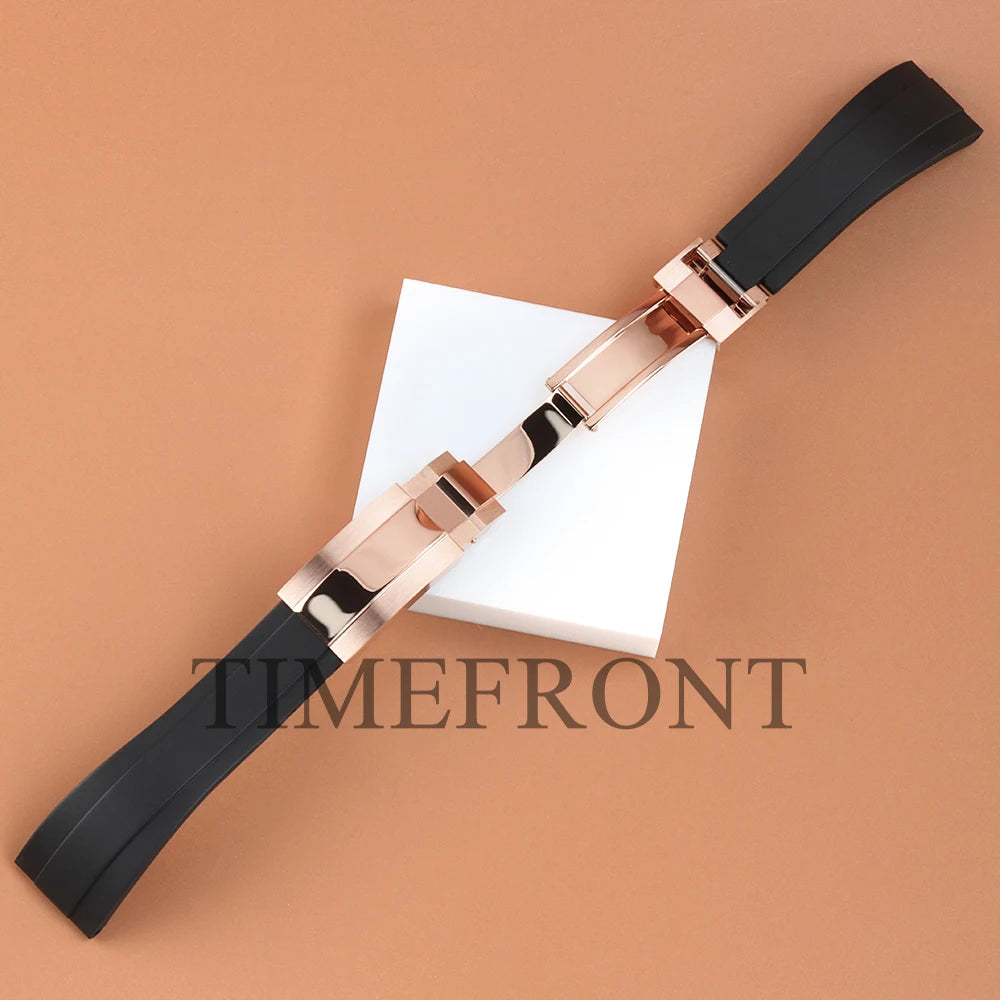 20mm Rubber Strap Solid Stainless Steel Buckle For Rolex Submariner GMT Yacht Daytona Oyster Date Explorer GMT Watch Band Accessories