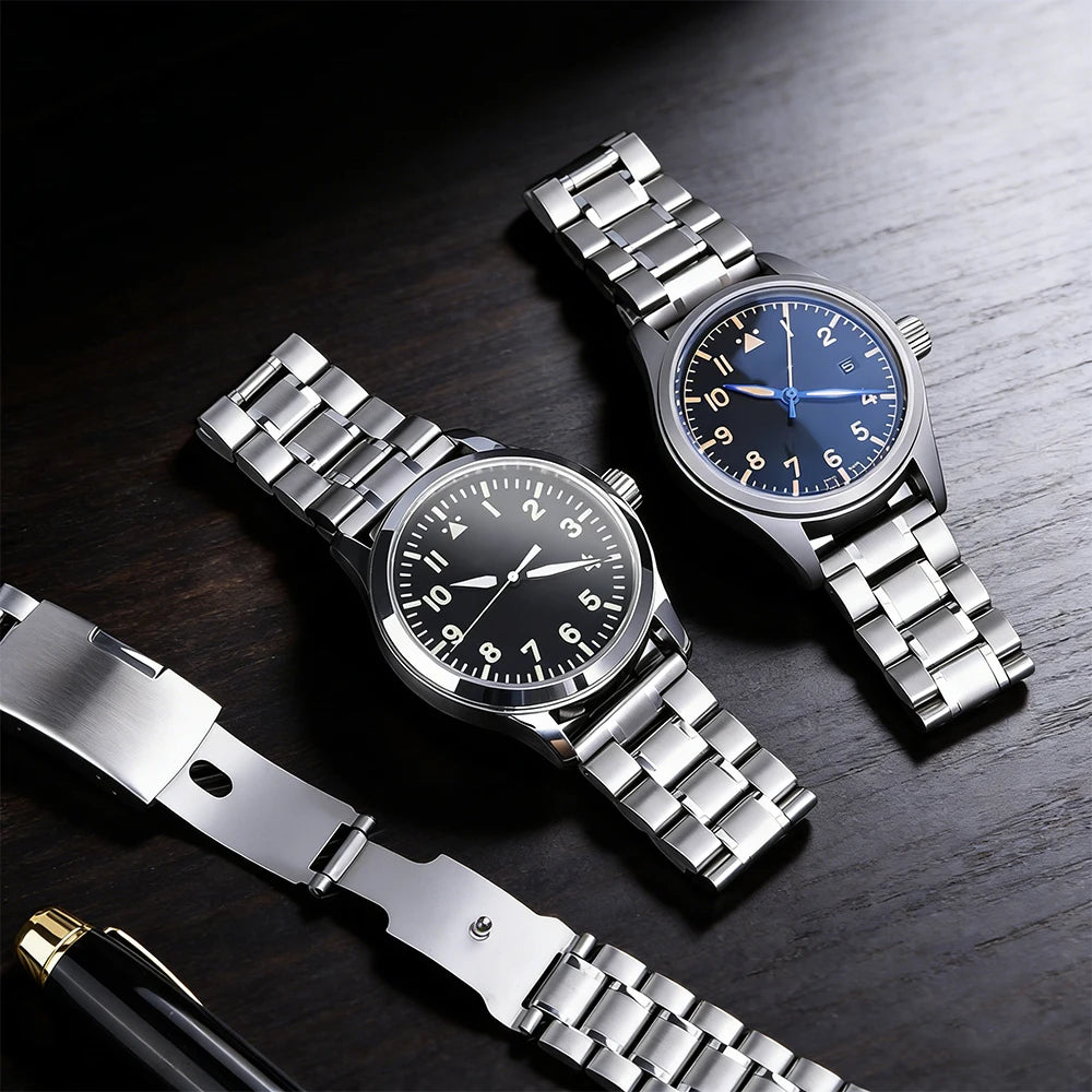 Unisex 14mm 16mm 18mm 19mm 20mm 21mm 22mm 23mm 24mm Stainless Steel Watch Band Flat Bracelet Quick Release Metal Watch Straps