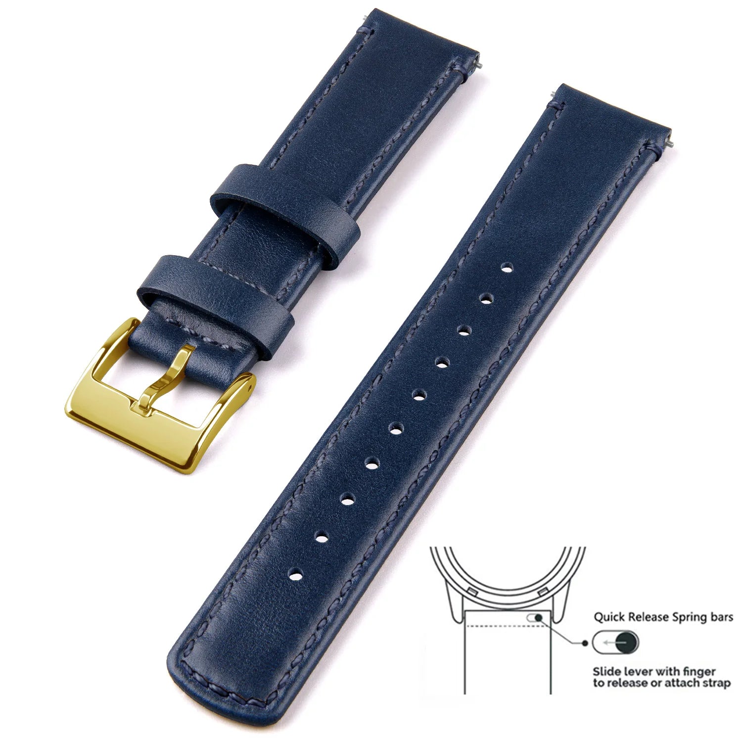 Top Grain Genuine Leather Watch Band, Quick Release 20mm/22mm Watch Strap,  Fits Samsung Galaxy Watch, Men and Women Watch band