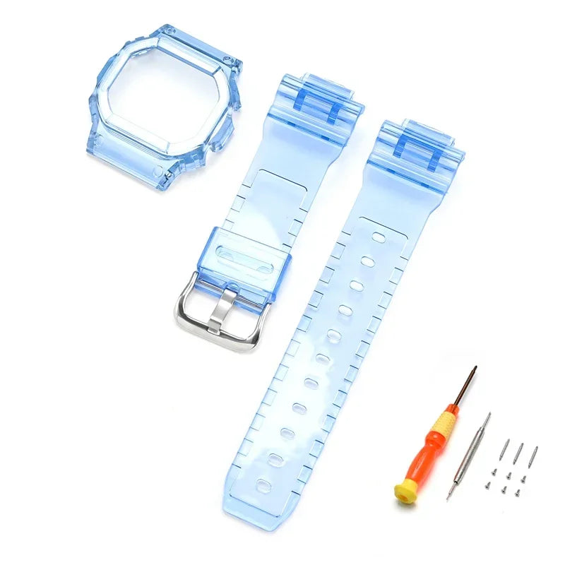 Transparent Rubber Strap Bezel for Casio G-SHOCK G-5600 DW5600 GW-M5610 TPU Sport Waterproof Replace Watch Band Protective Case