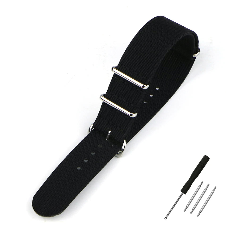 Nylon Watch Band Ribbed Strap 16mm 18mm 19mm 20mm 22mm 24mm Military Ballistic Fabric Replacement Premium Watchband Accessories