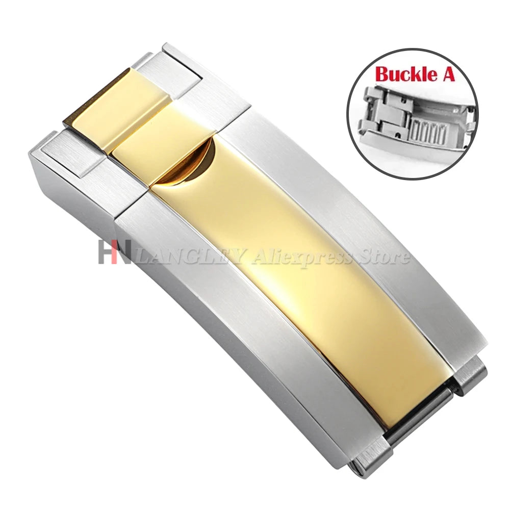 9mmx16mm Stainless Steel Double Safety Fold Watch Buckle for Rolex Submariner Oysterflex Daytona GMT Watch Band Clasps 9mmx9mm
