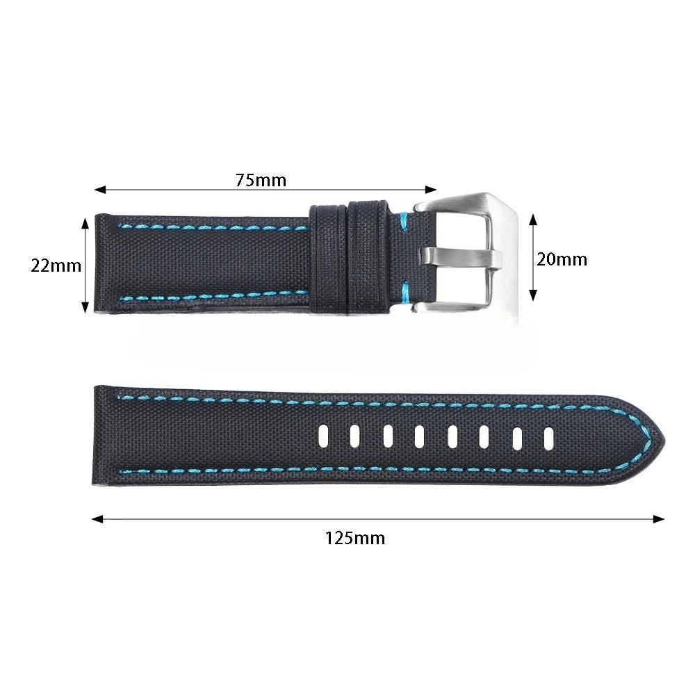 Genuine Sailcloth 20mm 22mm 24mm 26mm Watch Band Premium Sailcloth Strap Waterproof Soft Nylon Quick Release Bracelet Wristbelt