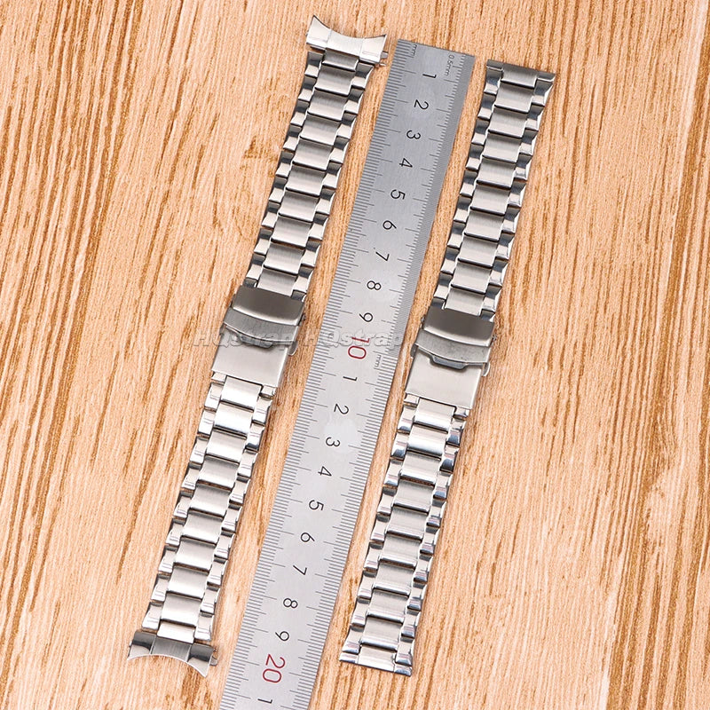 22mm Stainless Steel Strap for Rolex for Seiko Curved End Flat Warch Band Metal Sport Bracelet Universal Replacement Wristband