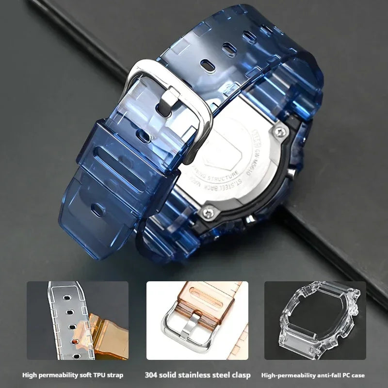 Transparent Rubber Strap Bezel for Casio G-SHOCK G-5600 DW5600 GW-M5610 TPU Sport Waterproof Replace Watch Band Protective Case