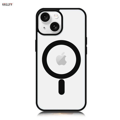Magnetic Transparent Phone Case - Silicone Soft Edge + Acrylic Hard Back - Full Protection for iPhone 16/15/14/13/12/11 Pro Max