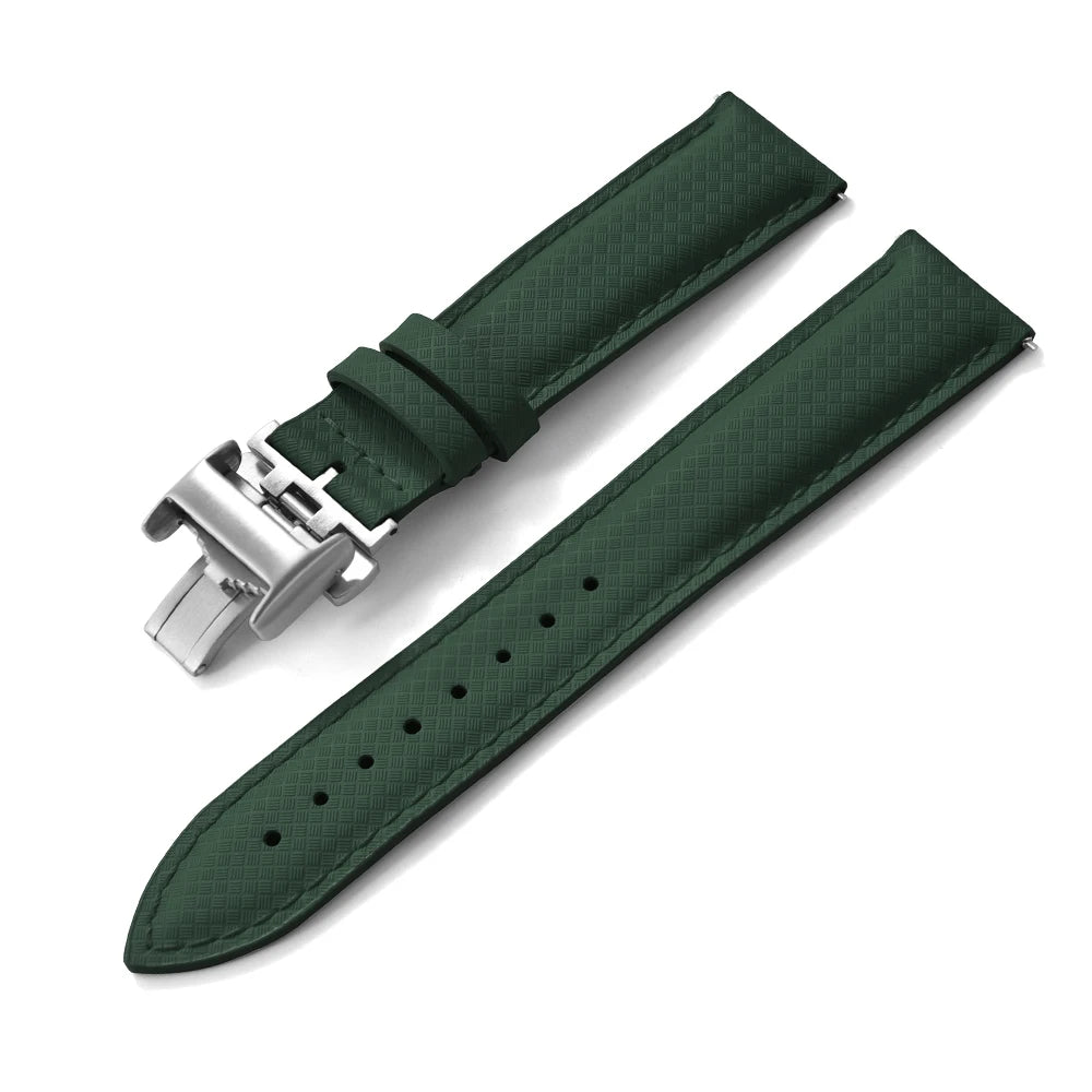 Unisex 18/19/20/22mm Quick Release Watch Bands Tropical Pattern FKM Rubber and Leather Waterproof  Sailcloth Signature Strap