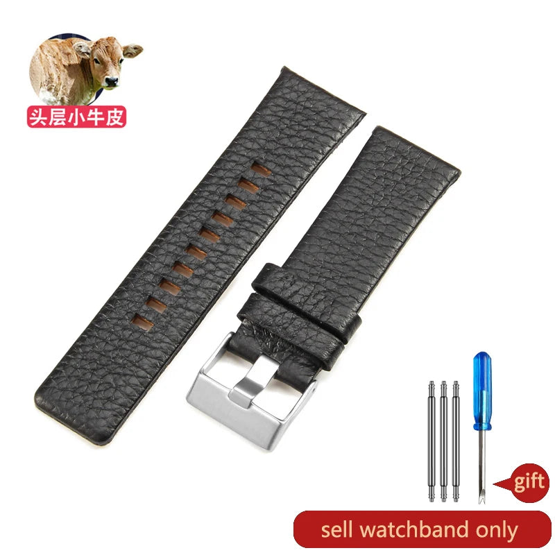Cow Leather Watch Strap for Diesel Dz4323 1657 4318 DZ7312 DZ7257 Watchband 24 26 28 30mm Watch Bracelet Belt Black Brown White