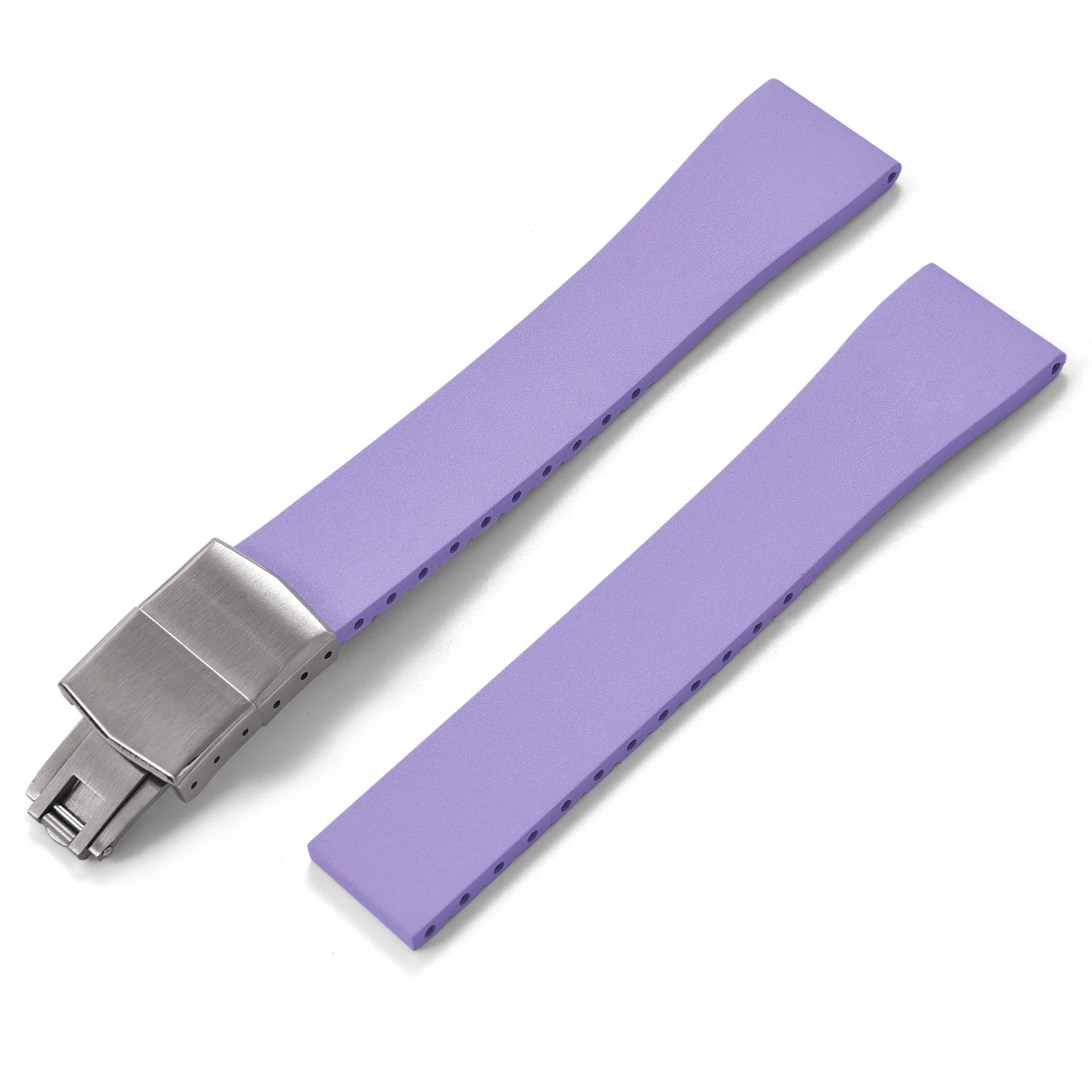 New CTS FKM Rubber Watch Strap 16mm 18mm 19mm 20mm 21mm 22mm FKM CTS Watchband Quick Release Butterfly Silver Buckle Cut-To-Size