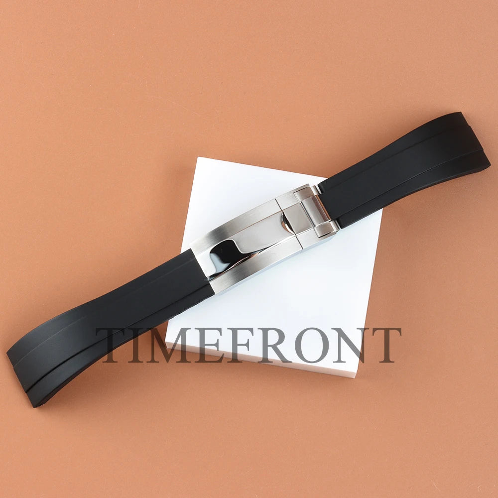 20mm Rubber Strap Solid Stainless Steel Buckle For Rolex Submariner GMT Yacht Daytona Oyster Date Explorer GMT Watch Band Accessories