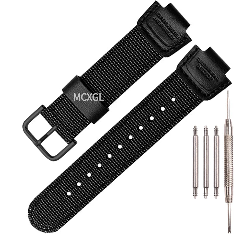 16mm Nylon Leather Strap Suitable for Casio DW5600 GA110 GA2100 AWG-M100 GA-700 Men's Outdoor Sports Watch Band Accessories
