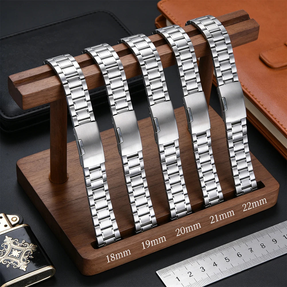 Unisex 14mm 16mm 18mm 19mm 20mm 21mm 22mm 23mm 24mm Stainless Steel Watch Band Flat Bracelet Quick Release Metal Watch Straps