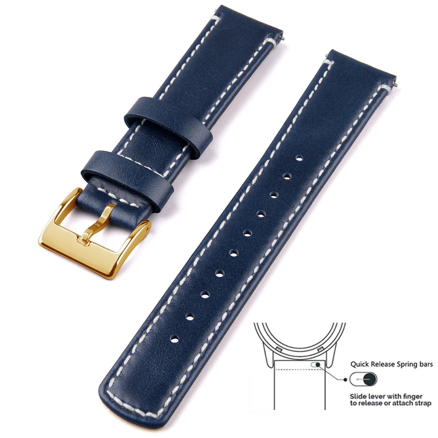 Top Grain Genuine Leather Watch Band, Quick Release 20mm/22mm Watch Strap,  Fits Samsung Galaxy Watch, Men and Women Watch band