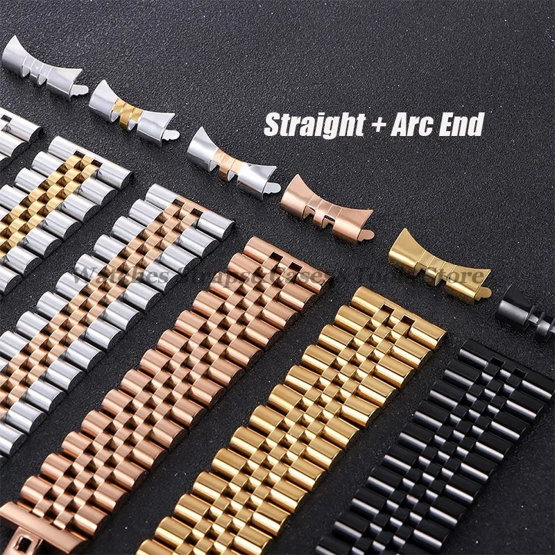 12/13/14/16/17/18/19/20/21/22mm Solid Stainless Steel Watch Band Strap for Rolex Flat Curved Ends Bracelet Men Women Replacement