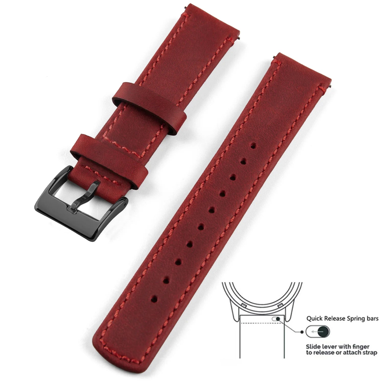 Top Grain Genuine Leather Watch Band, Quick Release 20mm/22mm Watch Strap,  Fits Samsung Galaxy Watch, Men and Women Watch band