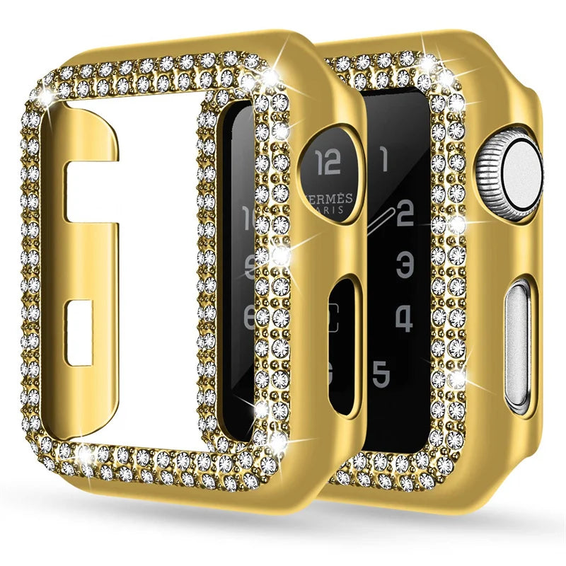 Diamond Case For Apple Watch Cover 9 8 7 41mm 45mm 42mm 44mm 40mm women Bling Bumper Protector Shell iWatch Series 8 3 4 5 6 SE