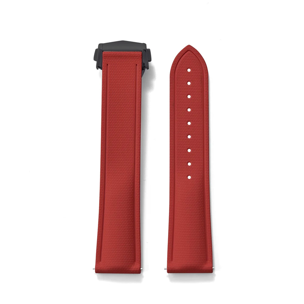 Premium Grade Soft FKM Rubber Watch Strap 20mm 21mm 22mm Perfect Fit Flat End Universal Quick Release Watch Strap