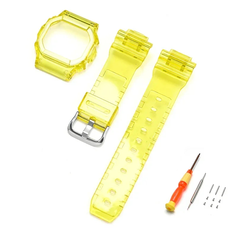 Transparent Rubber Strap Bezel for Casio G-SHOCK G-5600 DW5600 GW-M5610 TPU Sport Waterproof Replace Watch Band Protective Case