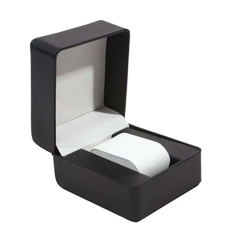 Black Single Watch Gift Box with Pillow PU Leather Wristwatch Display Case Organizer for Men Clamshell PU leather watch case