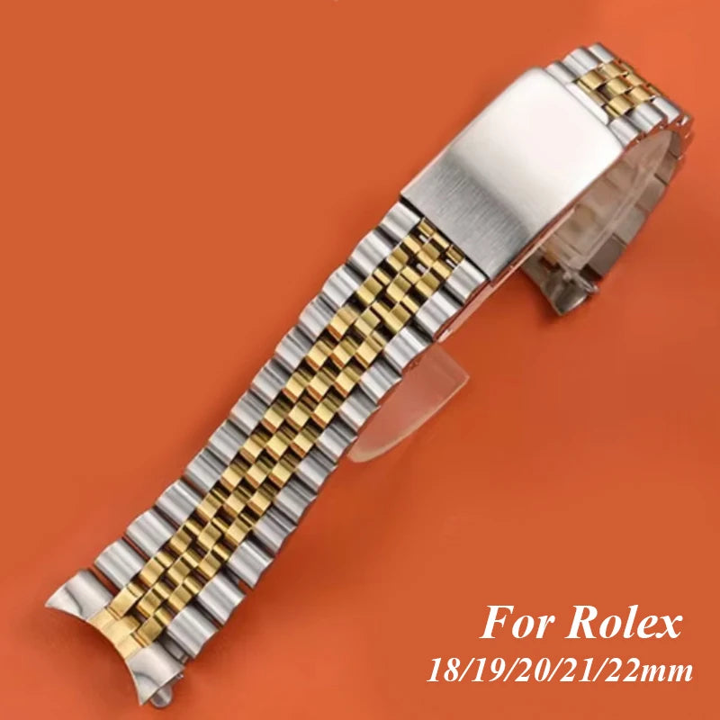 Curved End Watch Band for Jubilee Strap for Rolex DATEJUST Luxury Stainless Steel Bracelet Accessories 18mm 19mm 20mm 21mm 22mm