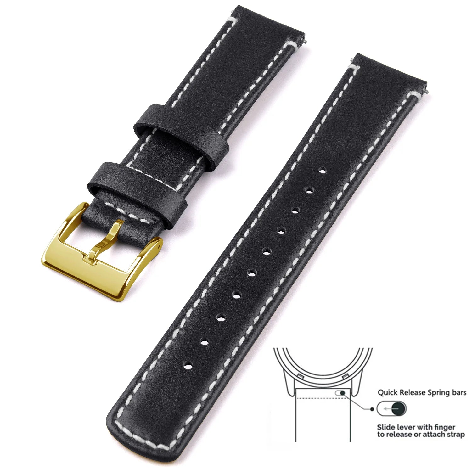 Top Grain Genuine Leather Watch Band, Quick Release 20mm/22mm Watch Strap,  Fits Samsung Galaxy Watch, Men and Women Watch band