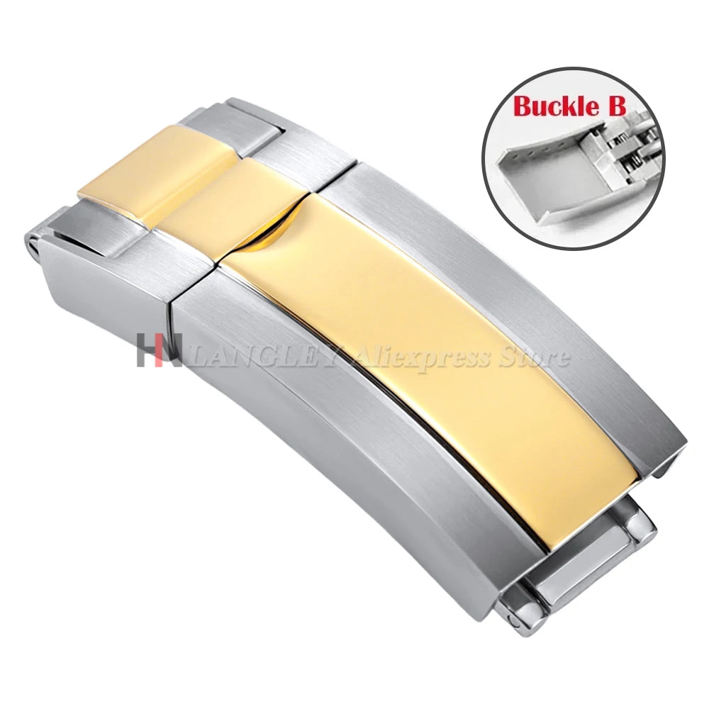 9mmx16mm Stainless Steel Double Safety Fold Watch Buckle for Rolex Submariner Oysterflex Daytona GMT Watch Band Clasps 9mmx9mm