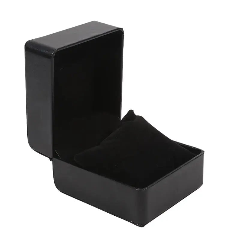 Black Single Watch Gift Box with Pillow PU Leather Wristwatch Display Case Organizer for Men Clamshell PU leather watch case