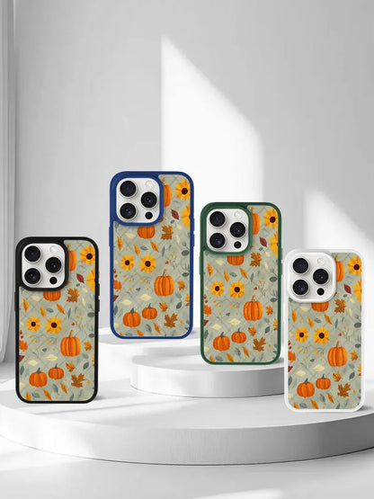 Autumn Pumpkin and Sunflower Phone Case， Harvest Thanksgiving Style for iPhone 16 15 14 13 12 11 Plus Mini Pro Max