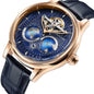 SEAKOSS 47mm Double Earth Rotating Men's Mechanical Watch Automatic Movement Flywheel Wristwatches 5Bar Waterproof Leather Strap