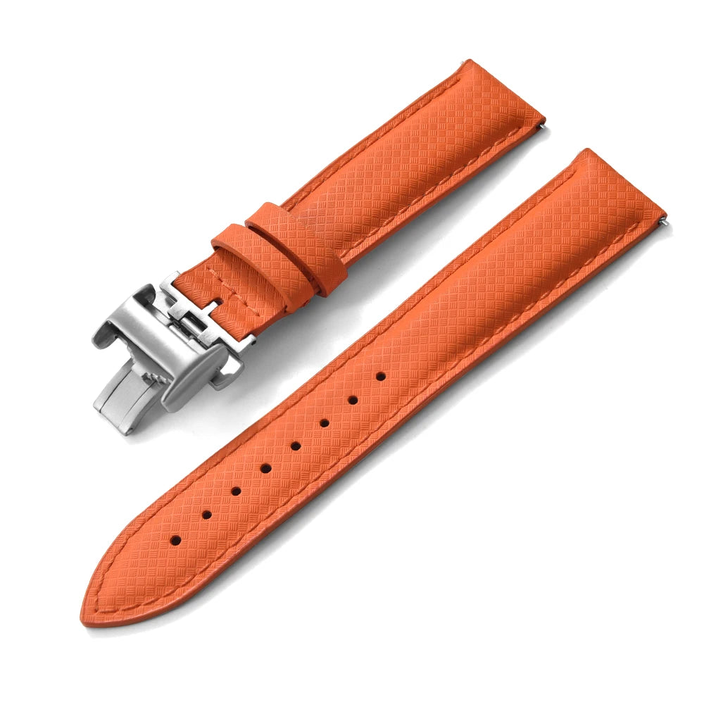 Unisex 18/19/20/22mm Quick Release Watch Bands Tropical Pattern FKM Rubber and Leather Waterproof  Sailcloth Signature Strap
