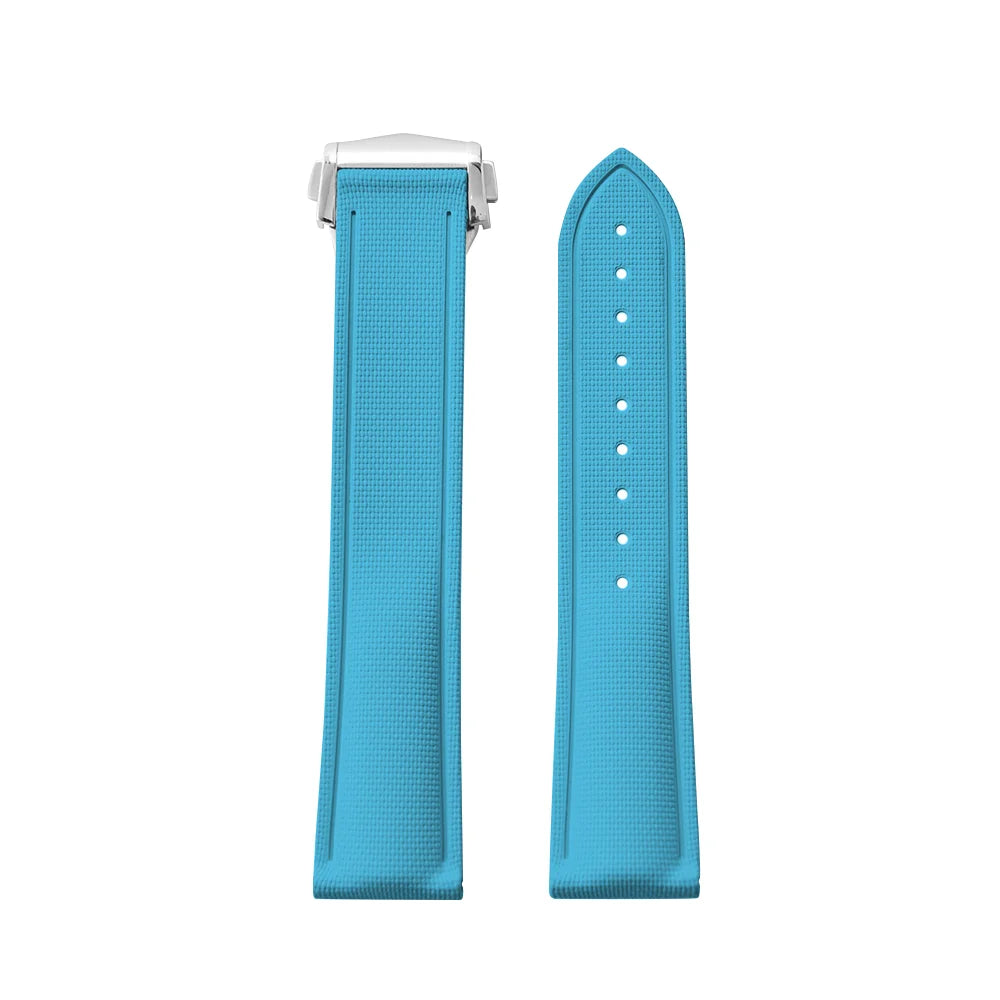Premium Grade Soft FKM Rubber Watch Strap 20mm 21mm 22mm Perfect Fit Flat End Universal Quick Release Watch Strap