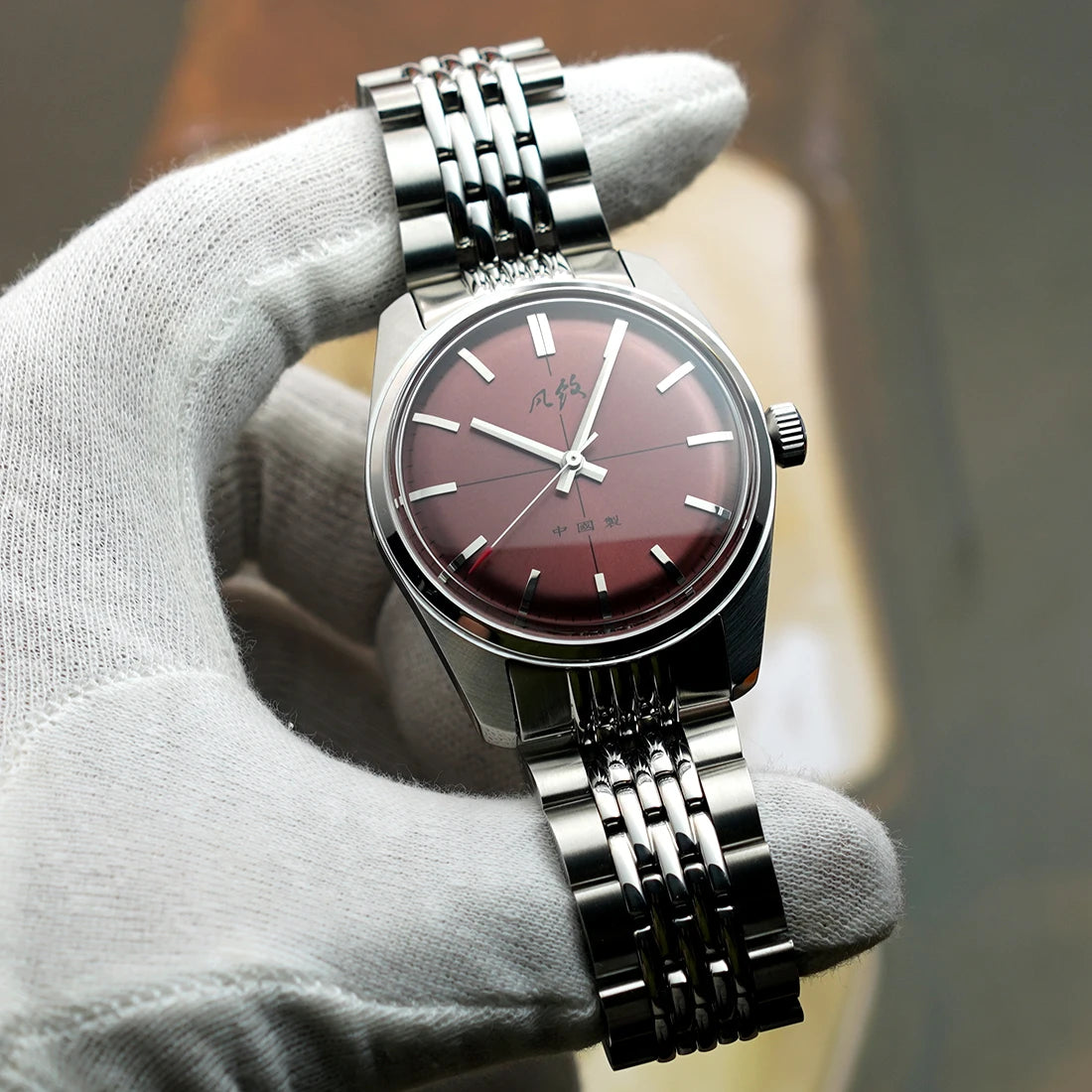 Merkur Watches Vintages CLASSIC CROSS LINE DIAL Original Design Handwind Mechanical Watch for Men Rose Gold Relogio Masculino