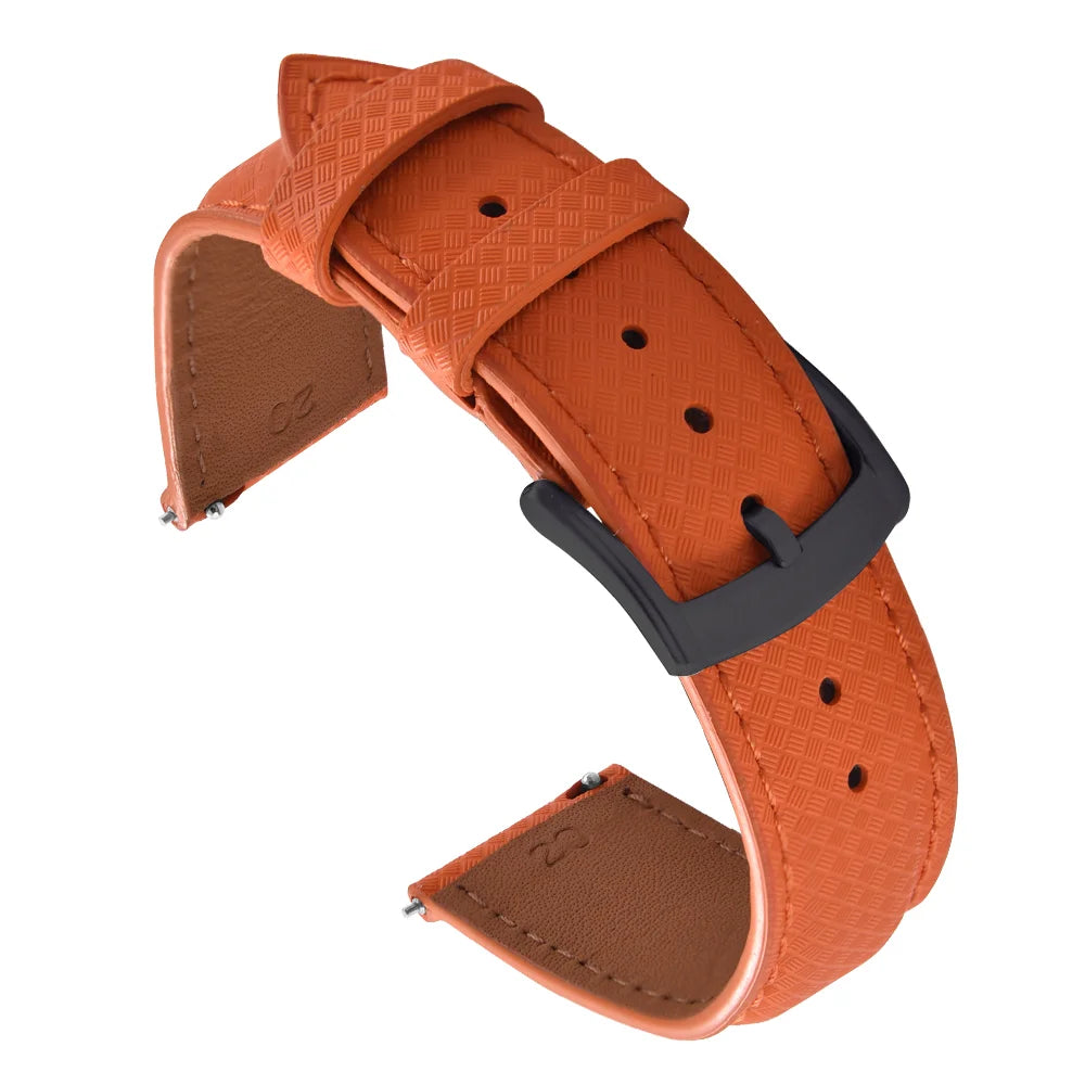 Unisex 18/19/20/22mm Quick Release Watch Bands Tropical Pattern FKM Rubber and Leather Waterproof  Sailcloth Signature Strap