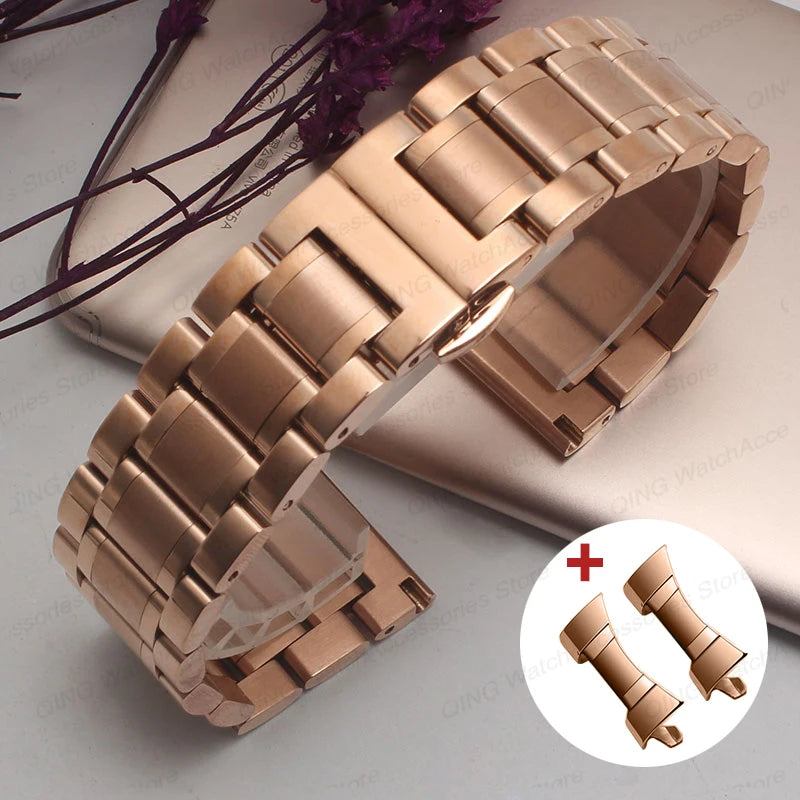 Arc Flat End Solid Stainless Steel Watchband for Tissot Butterfly Clasp Strap 12 13 14 15 16 17 18 19 20 21 22 23 24mm Universal