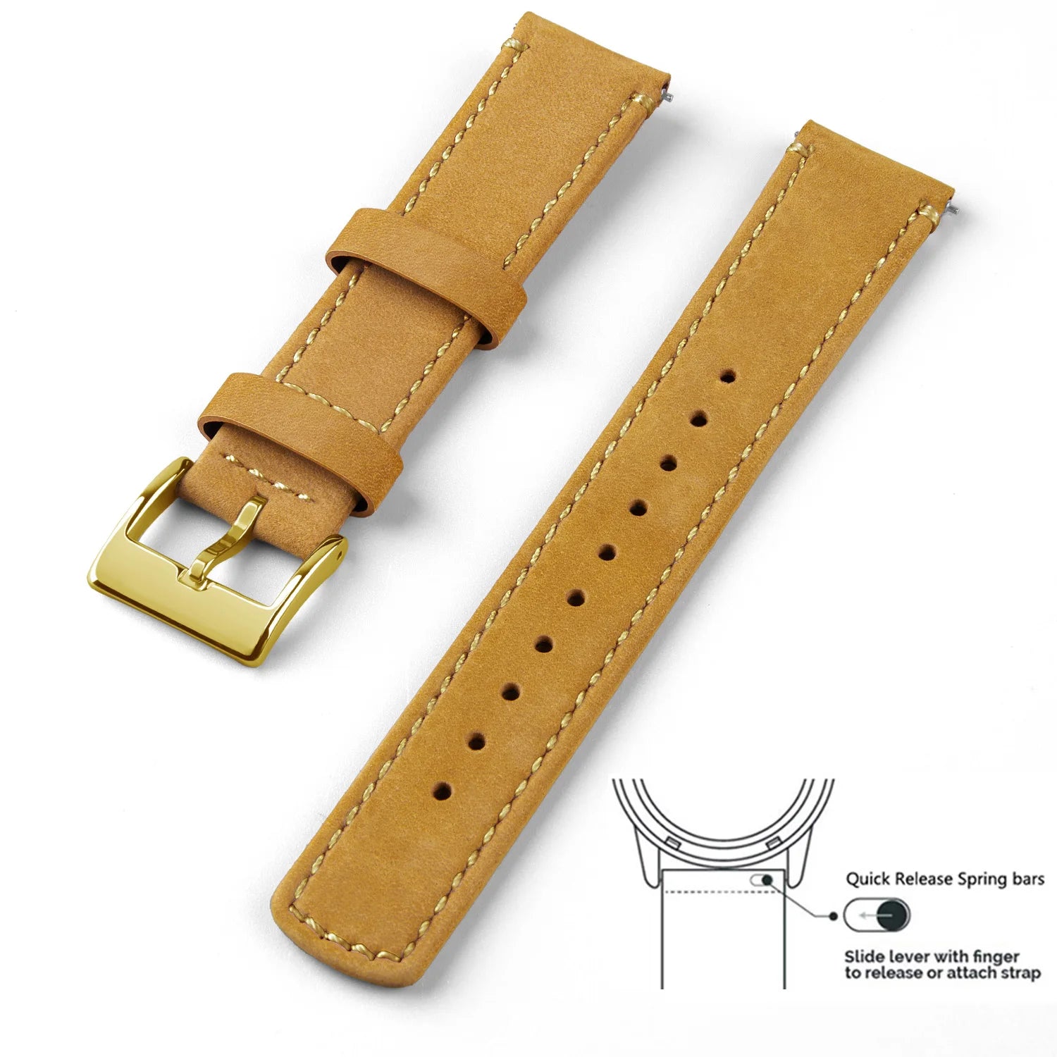 Top Grain Genuine Leather Watch Band, Quick Release 20mm/22mm Watch Strap,  Fits Samsung Galaxy Watch, Men and Women Watch band