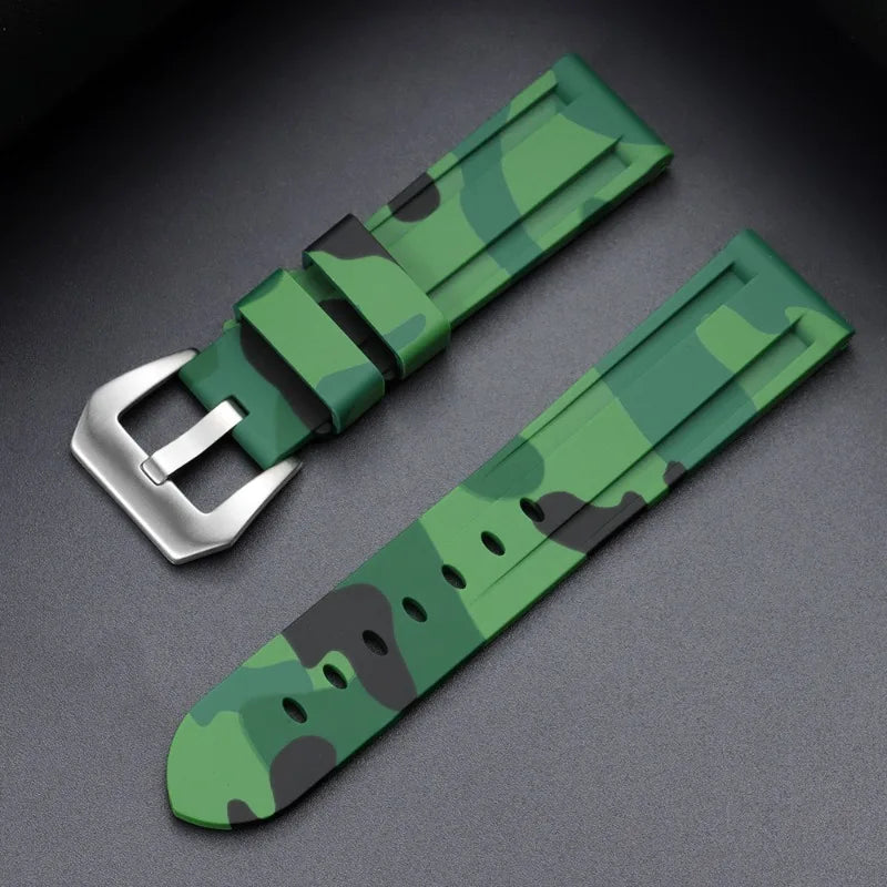 Camouflage Soft Silicone Strap 20/22mm 24mm 26mm Rubber Watch Band for Panerai for Casio for Omega Waterproof Men Sport Bracelet