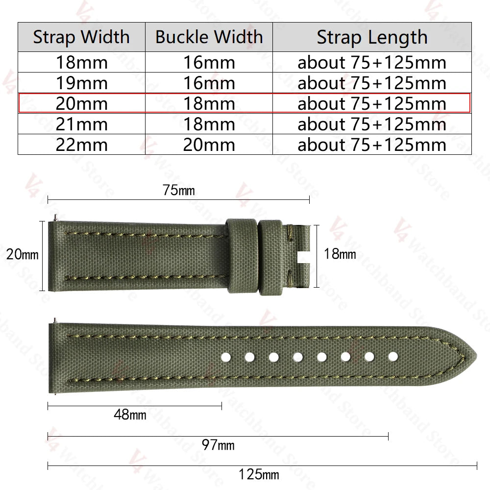For Omega for Seiko Business Sailcloth Watch Strap 18/19/20/21/22mm Butterfly Buckle Waterproof MenWomen Quick Release Watchband