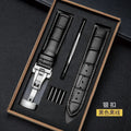 Watch Band with Wooden Box Butterfly Clasp Watchband Replacement Genuine Leather Strap 18mm 20mm 22mm Bracelet Watch Accessories